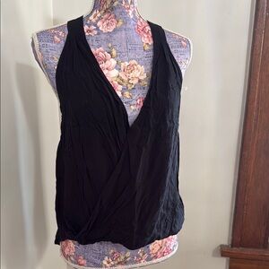 Elegant Black Sleeveless Wrap Top